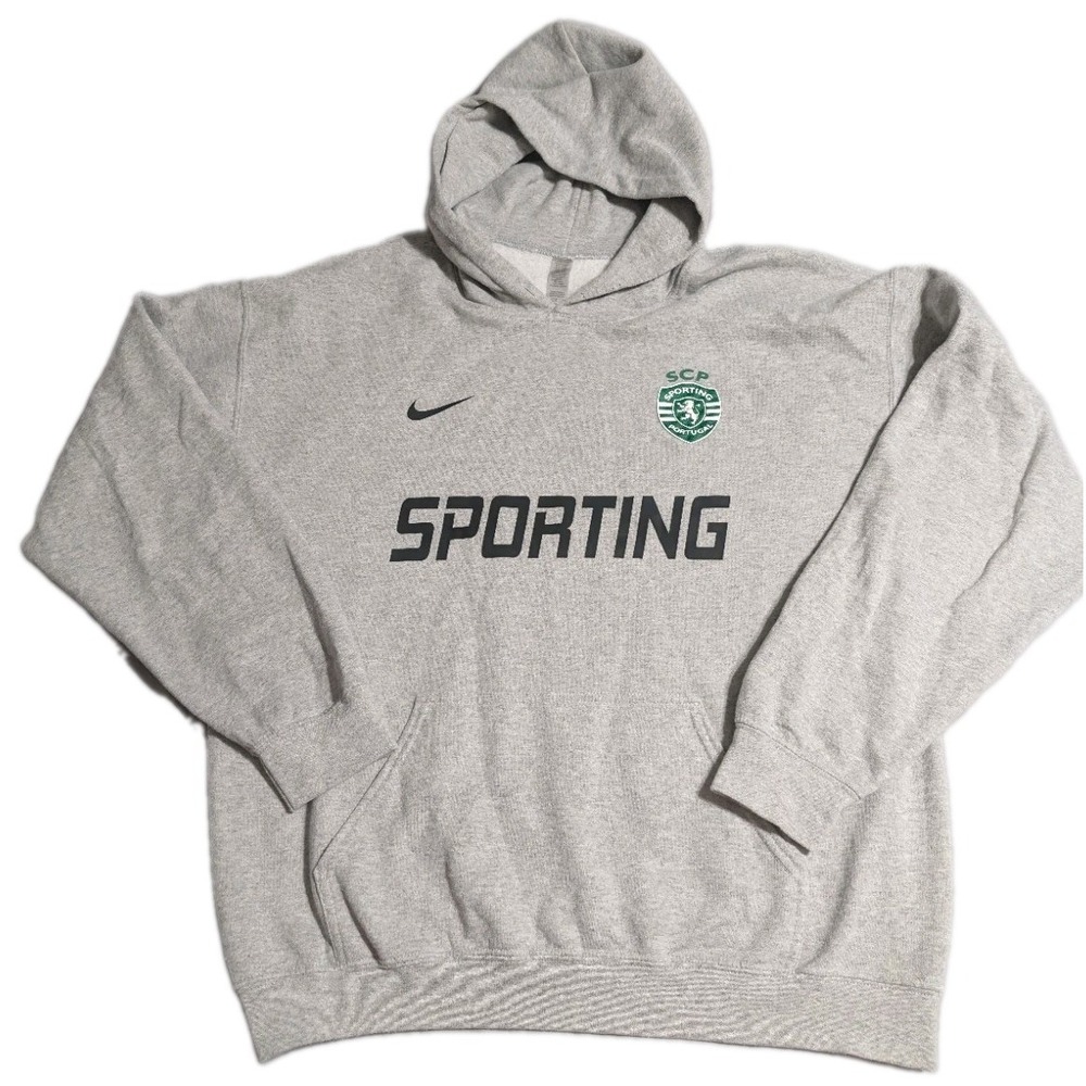 Nike‎ Sporting CP Portugal Hoodie Mens L Gray Pullover Soccer Football Fleece
